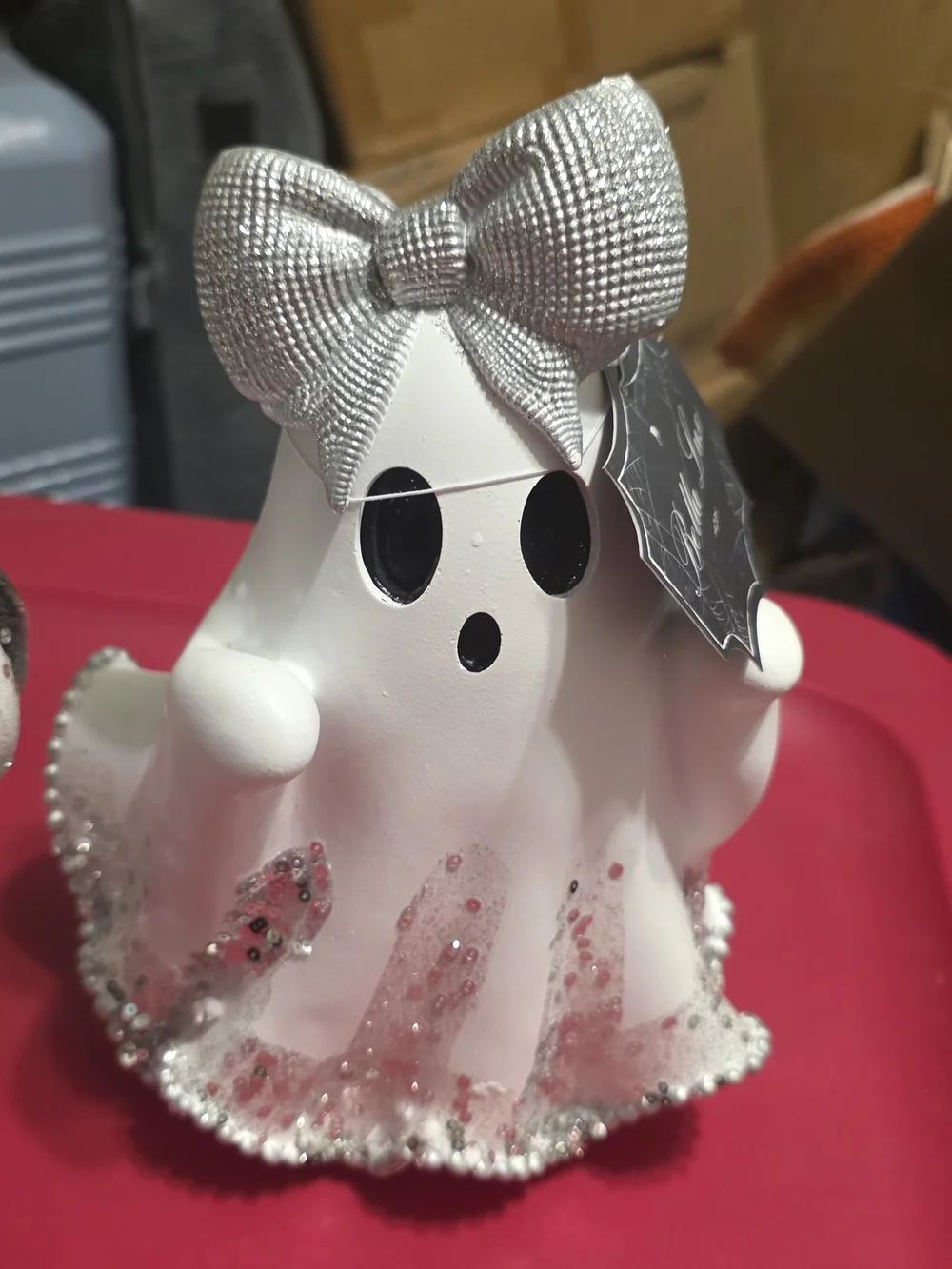 Bella Luxx White and Silver Sequin Ghost Figurines Set